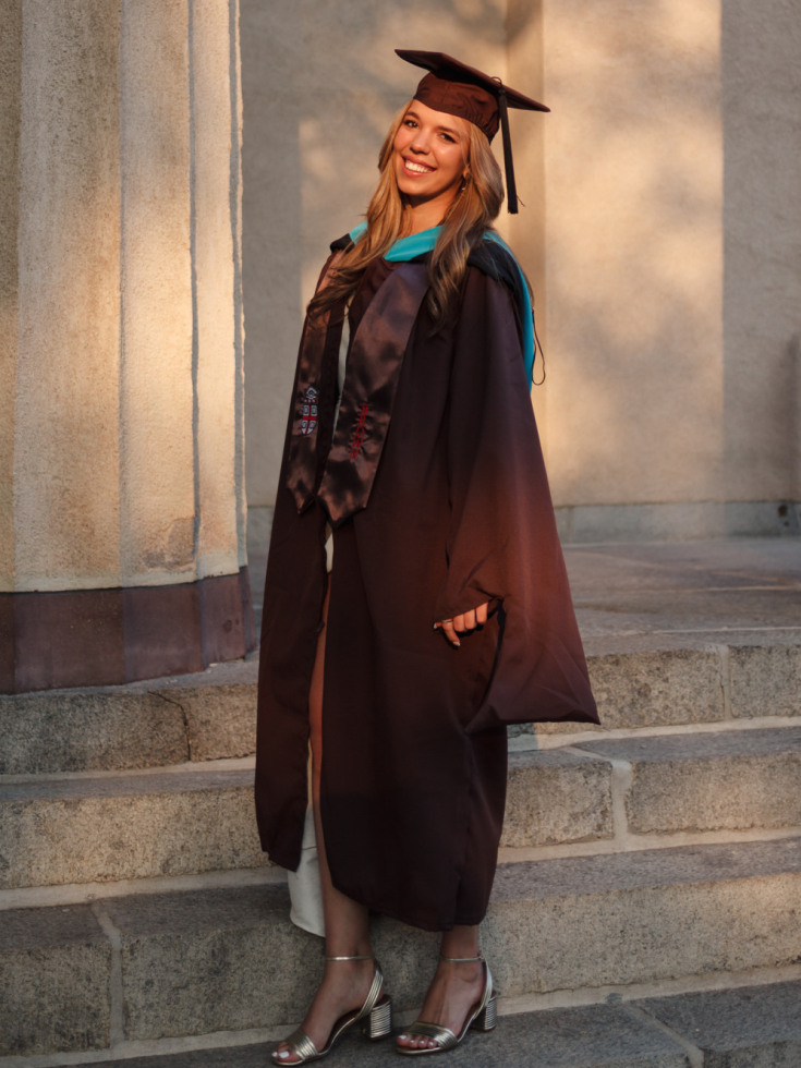 Photo of Annika Prinz in graduation gown