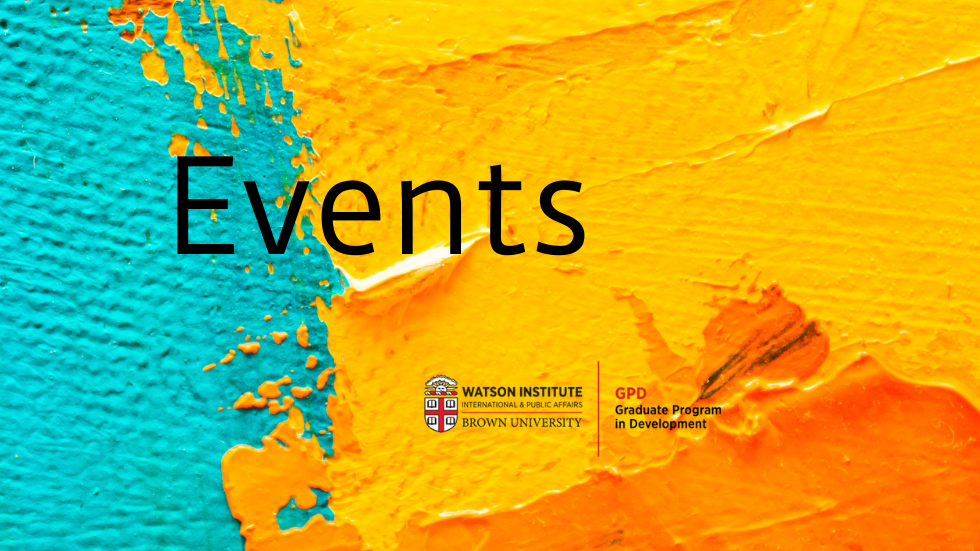 Word Events over painted abstract image