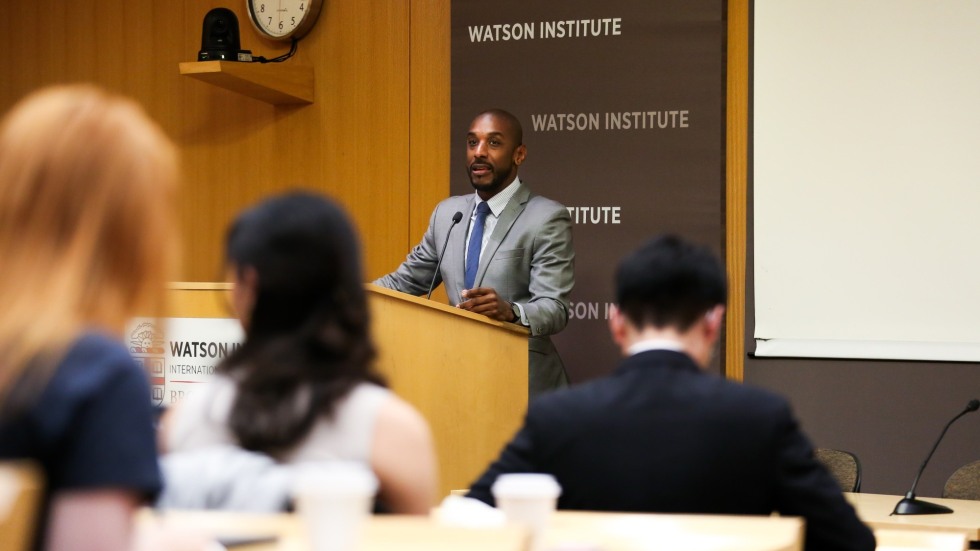 Faculty Director of the MPA Program, David Blanding, addresses the audience at the 2025 Policy in Action Symposium.