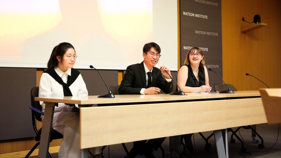 Boston Main Streets Foundation and The City of Boston Office of Small Business PIA group (L-R): Jiajing Yuan, Yuhan Zhang, Lizzy Bernold.