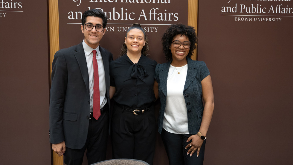 Ryan Zapata, Olivia Hayes, Lailah Williams standing