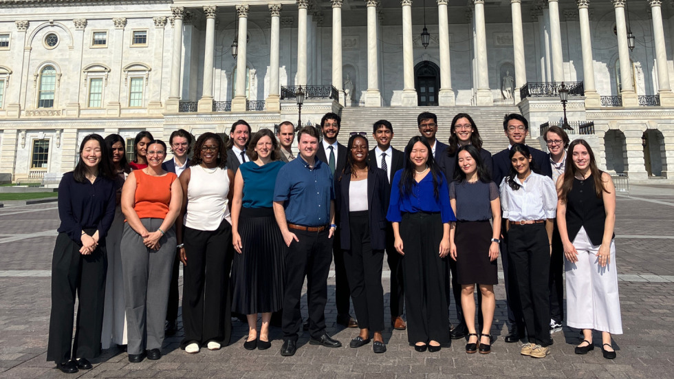 AI Summer School students standing in front of the U.S. Capitol