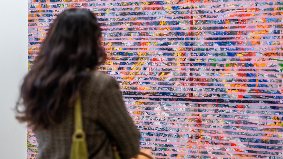 Person looking at painting
